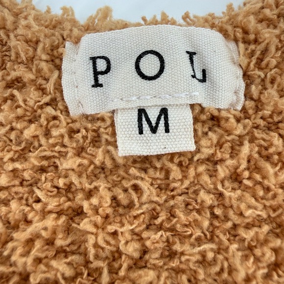 POL Women's Medium Brown Fuzzy Teddy Fleece Cropped Tank Sweater - Picture 2 of 7